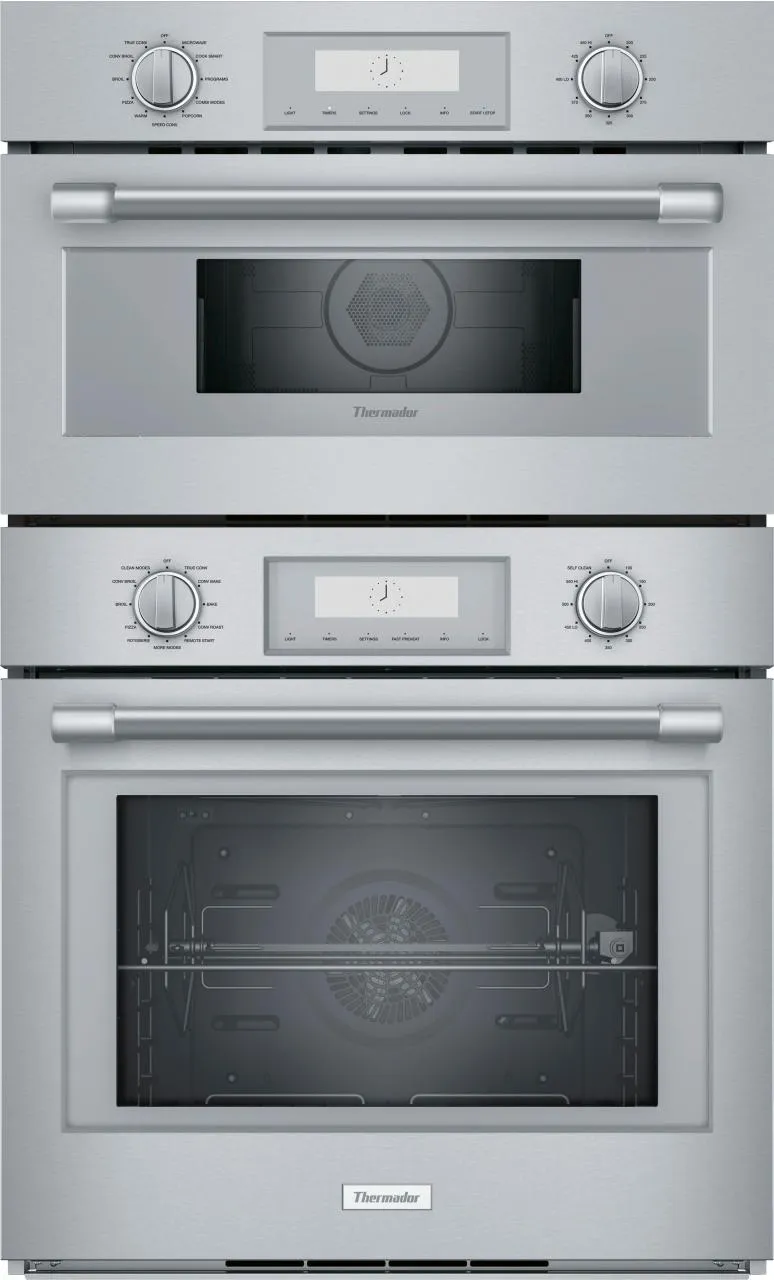Front view of Thermador speed oven combo 