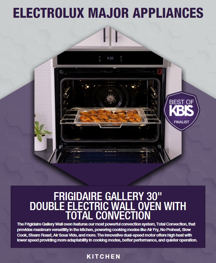 KBIS graphic for Frigidaire Gallery double electric wall ovens