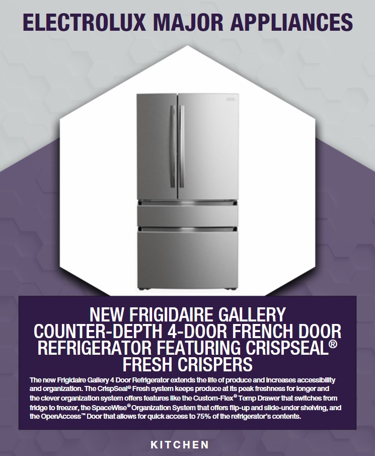 KBIS 2022 graphic for Frigidaire Gallery 4-door French door refrigerator 