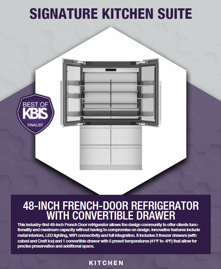 KBIS 2022 graphic for Signature Kitchen Suite 48-inch French door refrigerator 