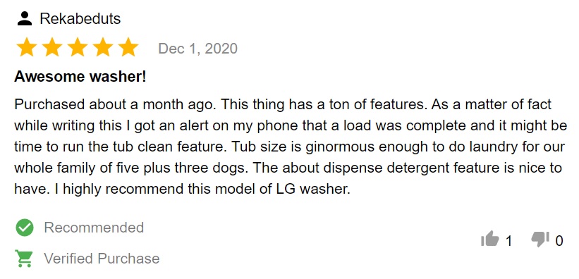 LG WM4500HBA product review image 3