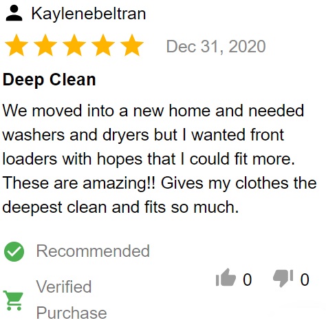 Customer review of Electrolux EFLW427UIW front load washer