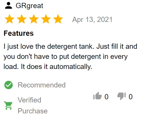 Customer review of LG WM4500HBA front load washer 