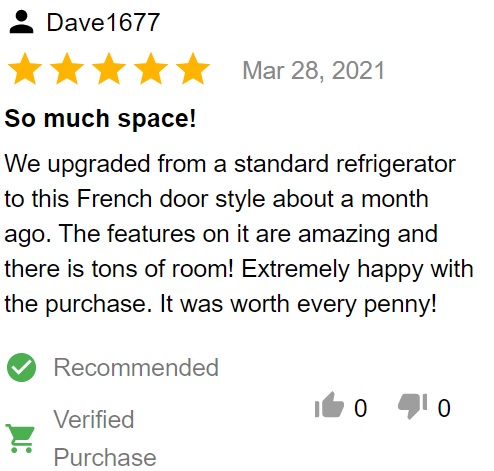 Customer review of GE Profile PFE28KMKES French door refrigerator 
