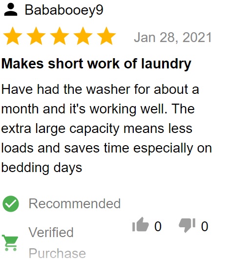 product review of lg WT7900HBA top load washer