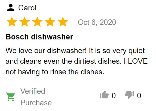 Customer review of Bosch SHP865ZDN dishwasher