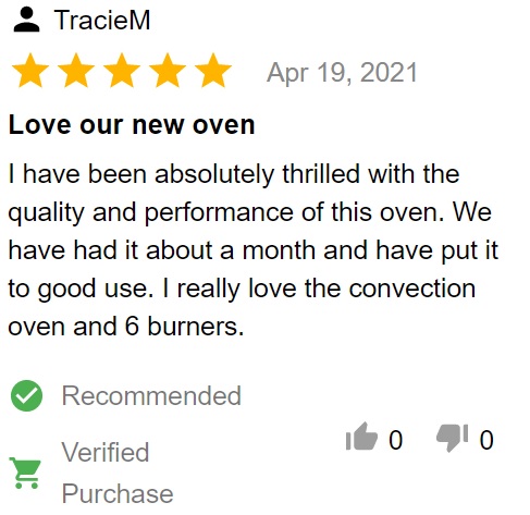 Customer review of cafe CGS700P2MS1 gas range 