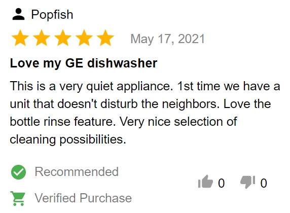 Buyer review of GE GDP645SYNFS dishwasher 