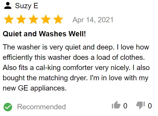 Customer review of GE GTW720BPNDG top load washer