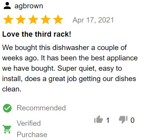 Customer review of KitchenAid KDTM404KPS dishwasher