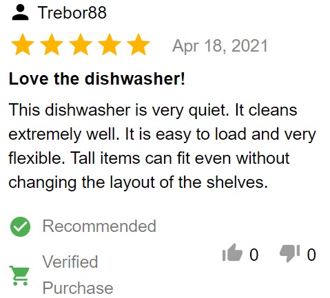 Customer review of KitchenAid KDTM404KPS dishwasher
