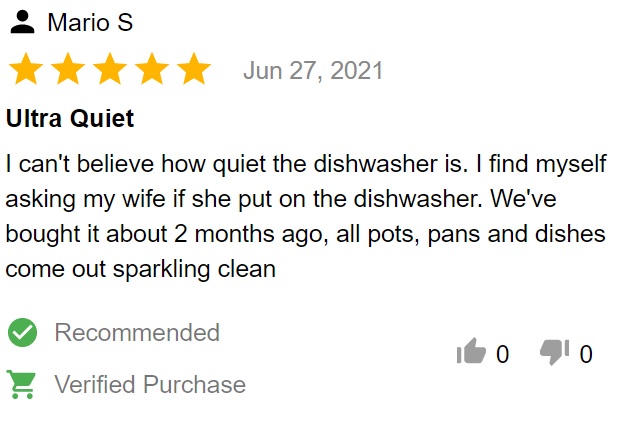Buyer review of Samsung DW80R5060US dishwasher 