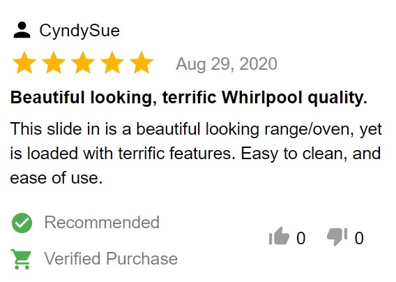Customer review of Whirlpool WEG745H0FS gas range 