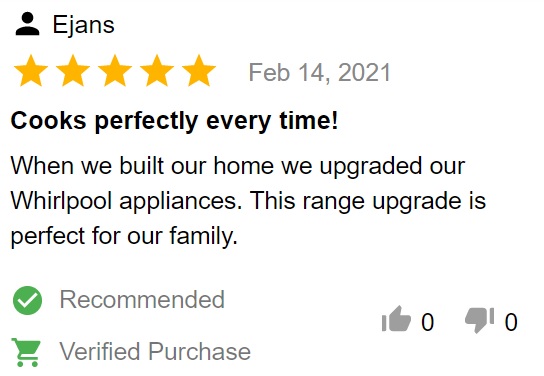 Customer review of Whirlpool WEG745H0FS gas range 
