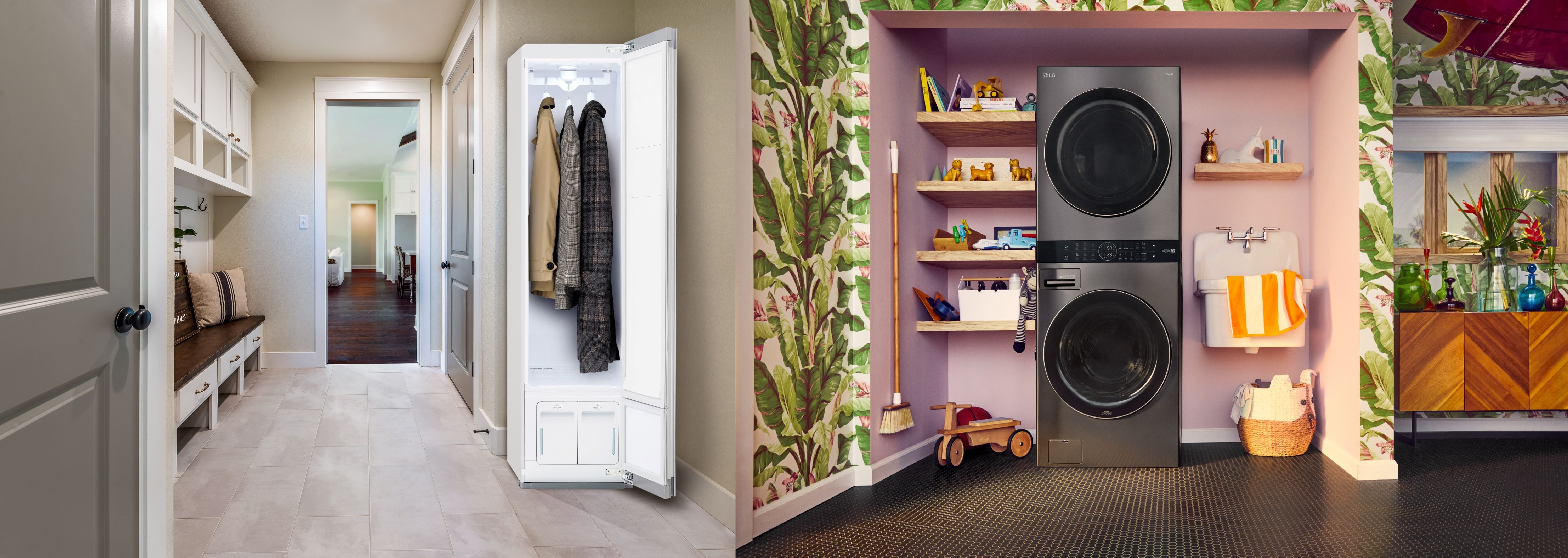 Side by side view of LG WashTower and LG Styler 