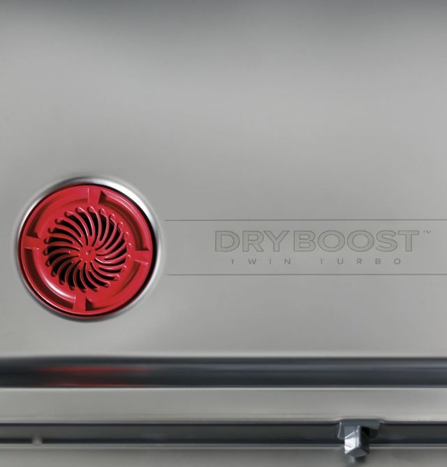 Stock photo of GE profile dishwasher dry boost feature.