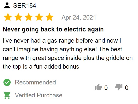 Buyer review of GE JGSS66SELSS slide in gas range