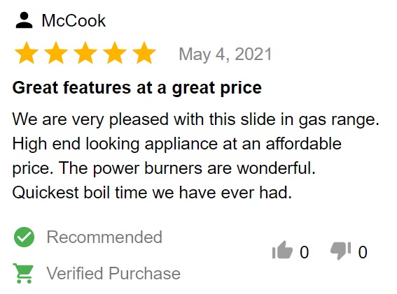 Buyer review of GE JGSS66SELSS slide in gas range