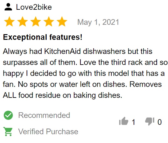 Buyer review of KitchenAid KDTM604KPS dishwasher 