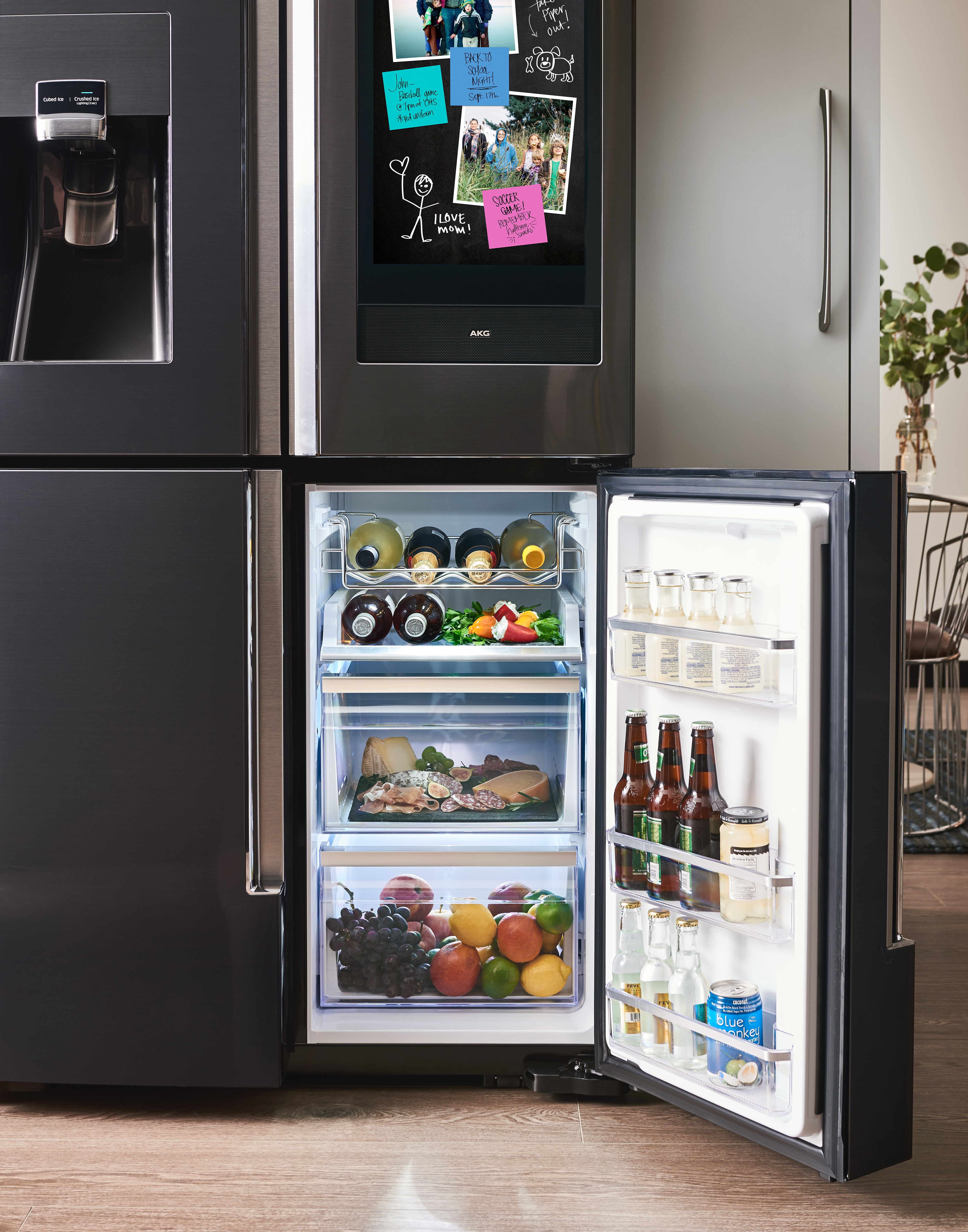 Samsung Flex Door open revealing various chilled items