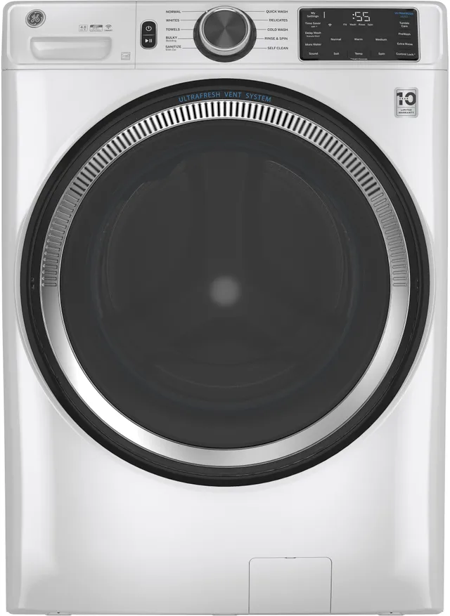 Front view of the GE GFW550SSNWW front load washer 