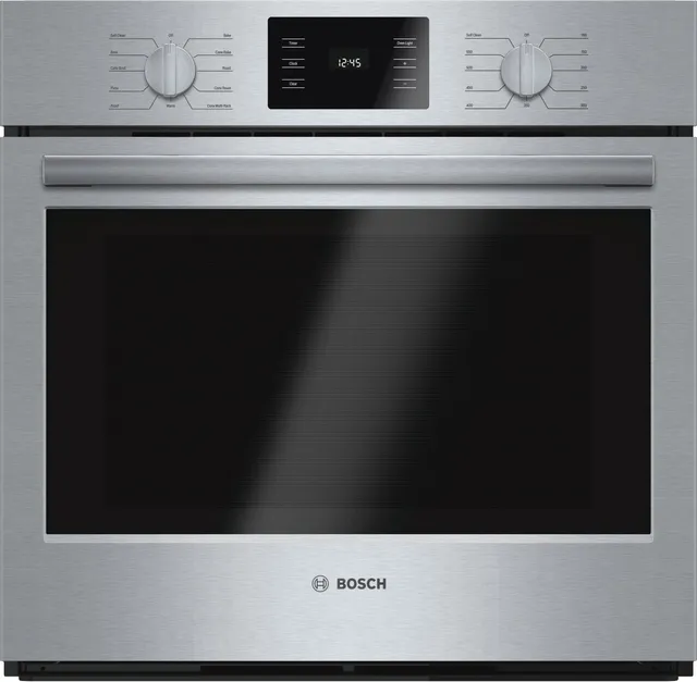 Front view of the Bosch 500 Series HBL5451UC wall oven 