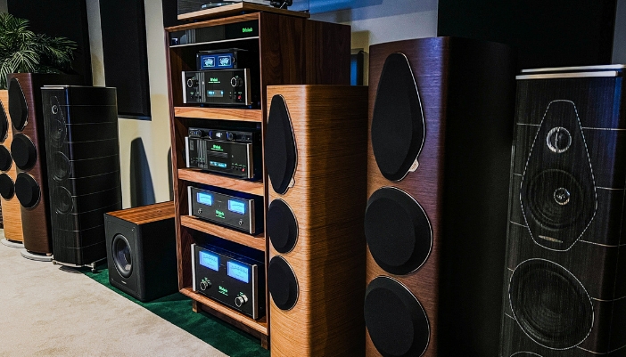 A closeup of a home audio system.
