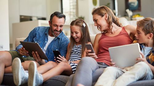Family Using Smart Home Features