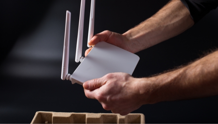 new wifi router in hands