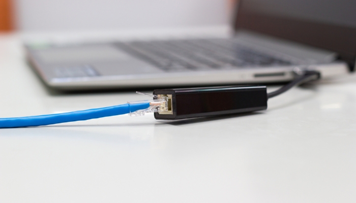 Laptop hardwired to LAN connection