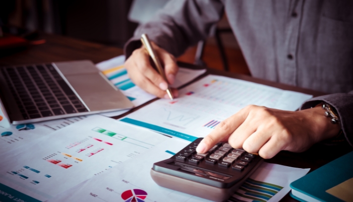 Closeup of someone making a budget