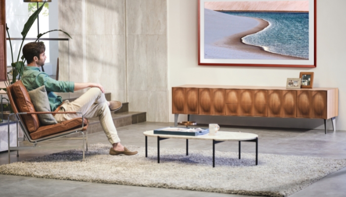 Man appreciating Samsung The Frame TV