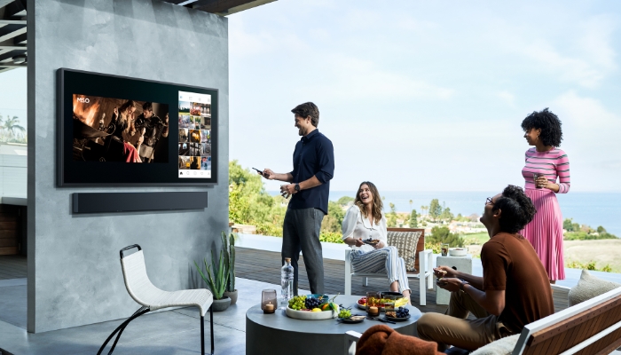 Friendly get-together watching the Samsung Terrace TV