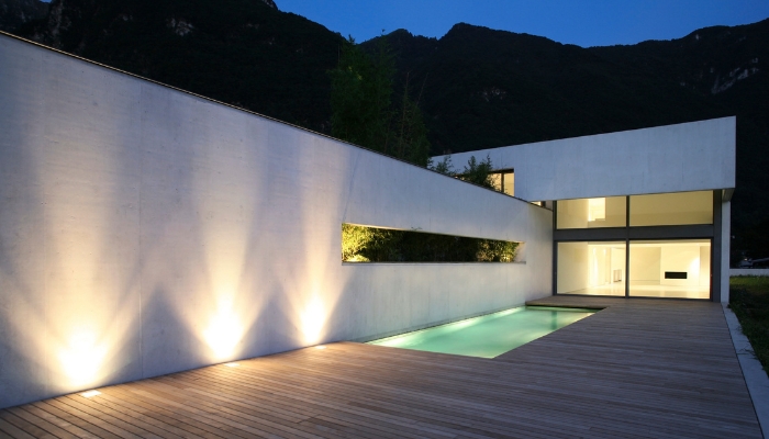 Floodlights near the pool