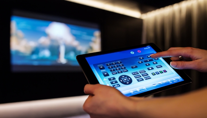Closeup of control panelf or home theater room