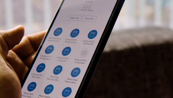 A close-up of a Lutron control panel on a cell phone.