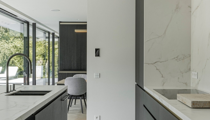 sleek minimalist controls in kitchen