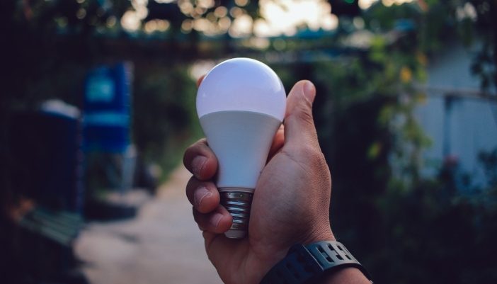 smart lightbulb in backyard