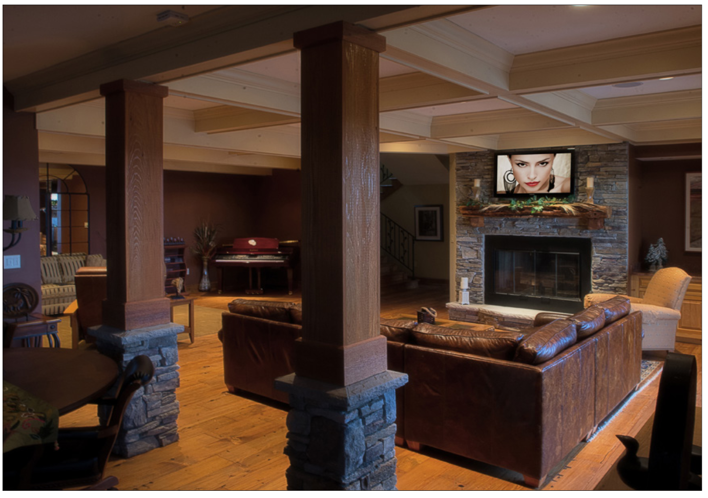 Wood Pillars in a Living Room
