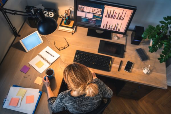 Woman with Little Office Lighting