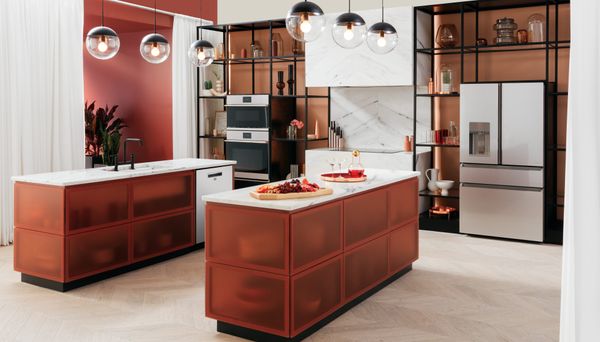 Café Electric Single Wall Oven and refrigerator