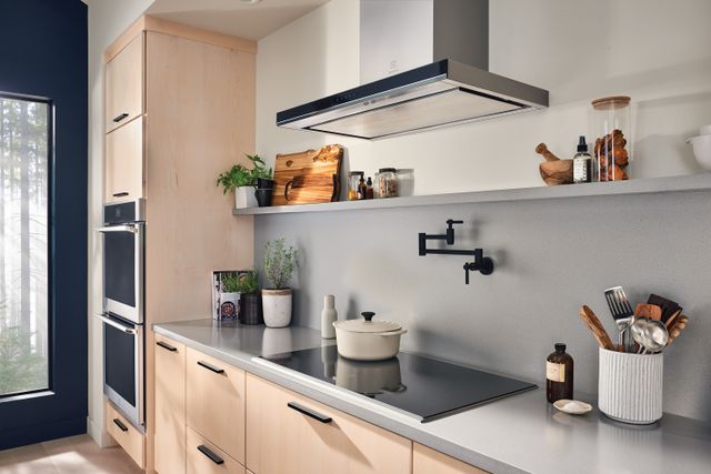 Front view of a modern kitchen with Electrolux appliances