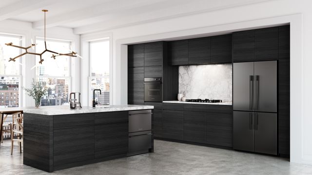 front view of a contemporary kitchen with fisher and paykel appliances throughout