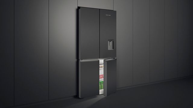 front view of a fisher & paykel quad door refrigerator