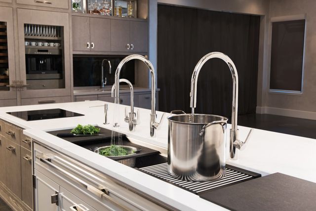 Front view of food being prepared in a Galley Kitchen Sink