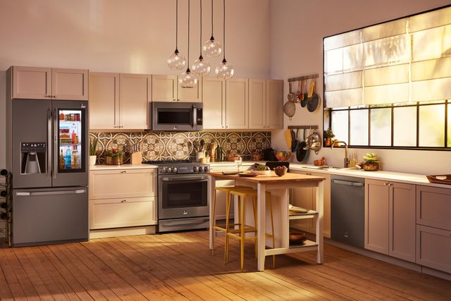 Credit: LG Front view of a modern kitchen with LG kitchen appliances