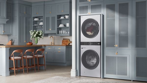 LG 4.5 Cu. Ft. Washer, 7.4 Cu. Ft. Electric Dryer White Front Load Stack Laundry