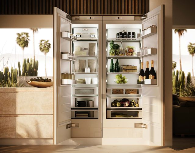 Front view of two column refrigerators installed next to one another