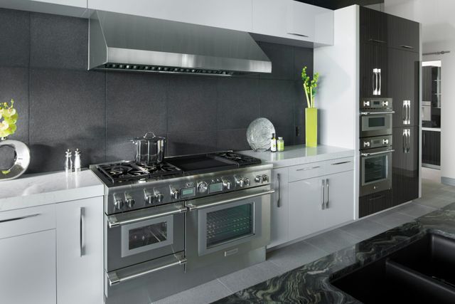 front view of a thermador professional range in a modern kitchen