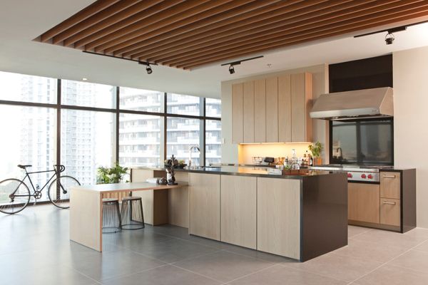 view of a modern luxury kitchen with a wolf gas rangetop